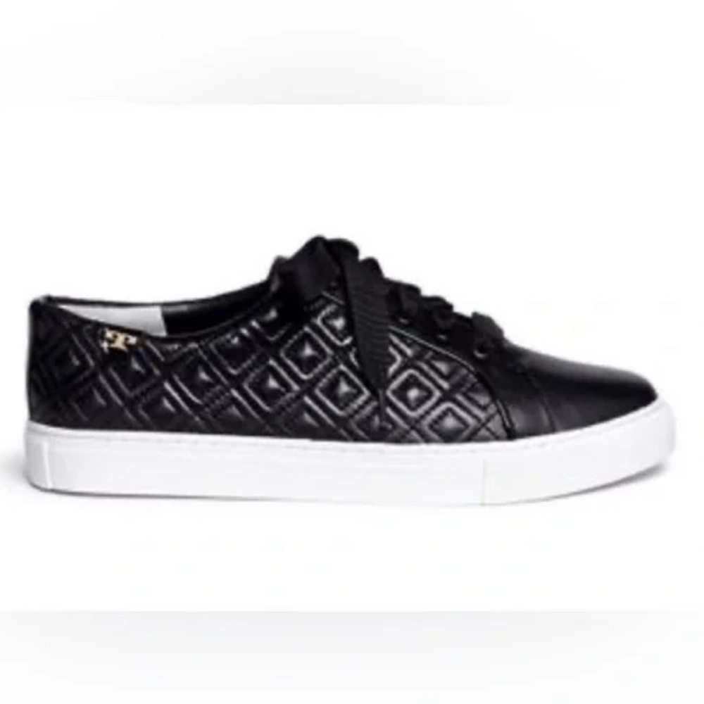 Tory Burch‎ Marion Quilted Leather Sneakers Black Size 7